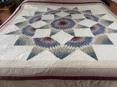 8 Point Star Patchwork Quilt 91”X87” By Heritage Collection Fan Diamond Designs