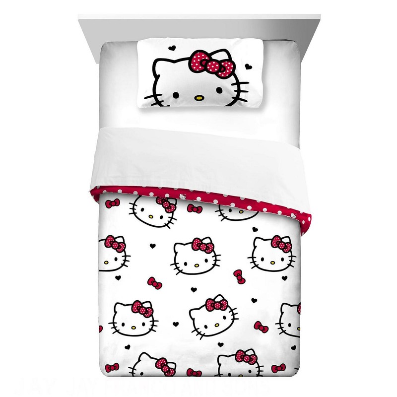 HELLO KITTY 2-PC Reversible Bedding Set Kids Comforter Pillowcase Twin/Full GIFT gallery