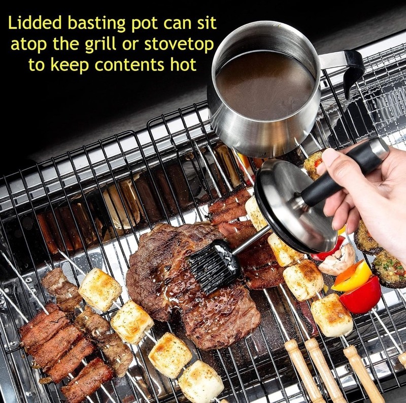 32oz Basting Pot with Basting Brush Set Stainless Steel ( Red Or Black Random ) gallery