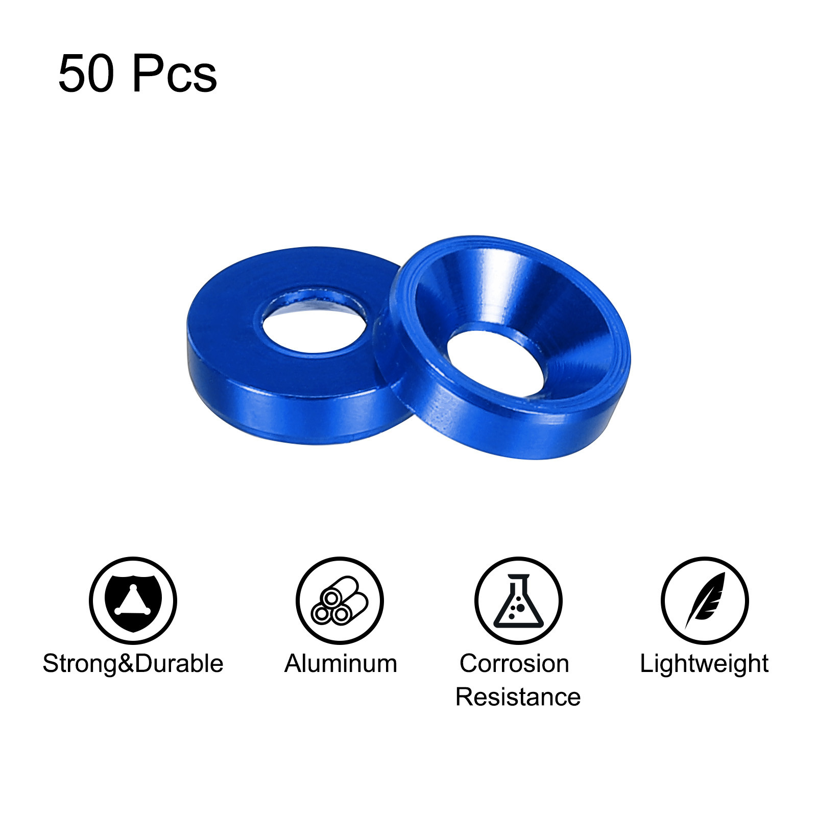 M3 Countersunk Washers,Anodized Aluminum Gaskets for Screw RC,50PCS(Dark Blue) gallery