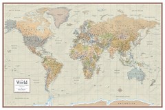 World Contemporary Premier Wall Map Poster Mural 24h x 36w – LAMINATED