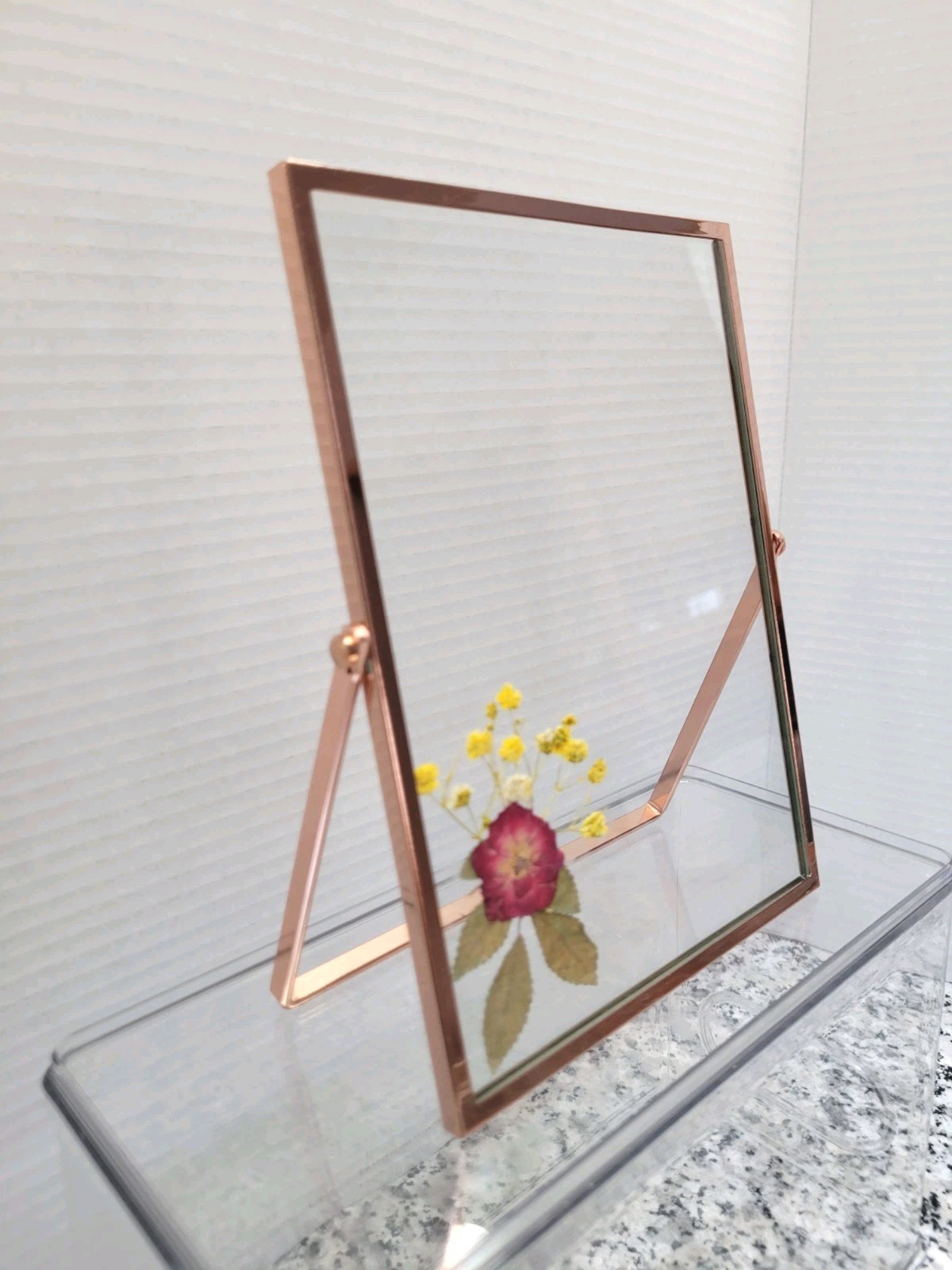 Pretty Pressed Dried Flower Rose Gold Tabletop Picture Frame 5.5"x8" gallery