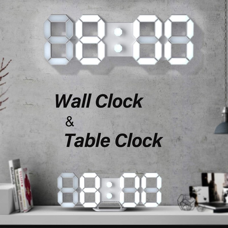 9.7" Adjustable Brightness LED Clock with Snooze Function & Temperature Display gallery