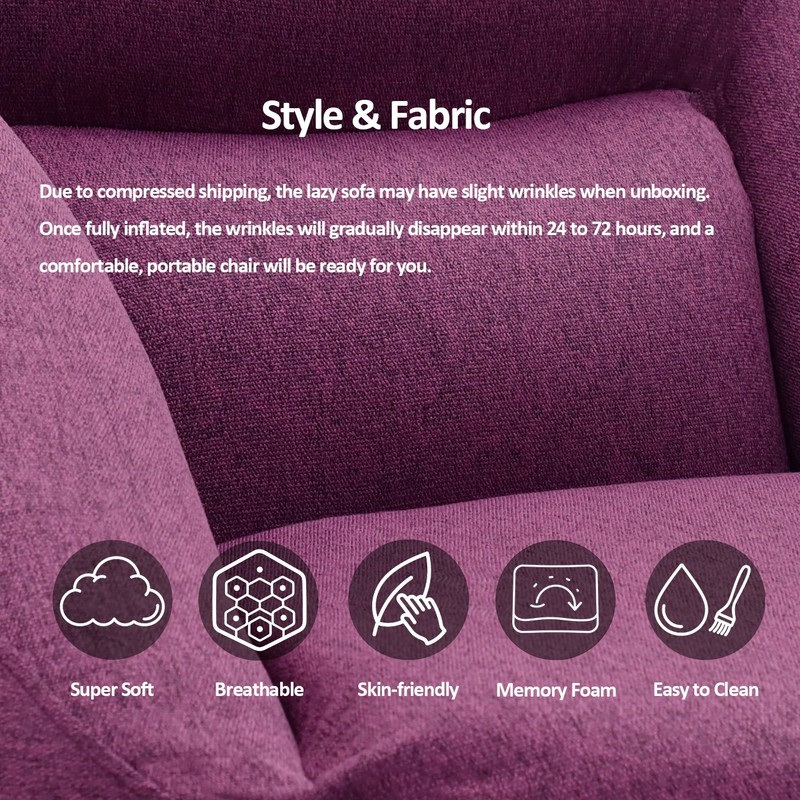 Kungsofa Inflatable Lazy Sofa Bean Bag Chair Ergonomic Support for Home Camping gallery