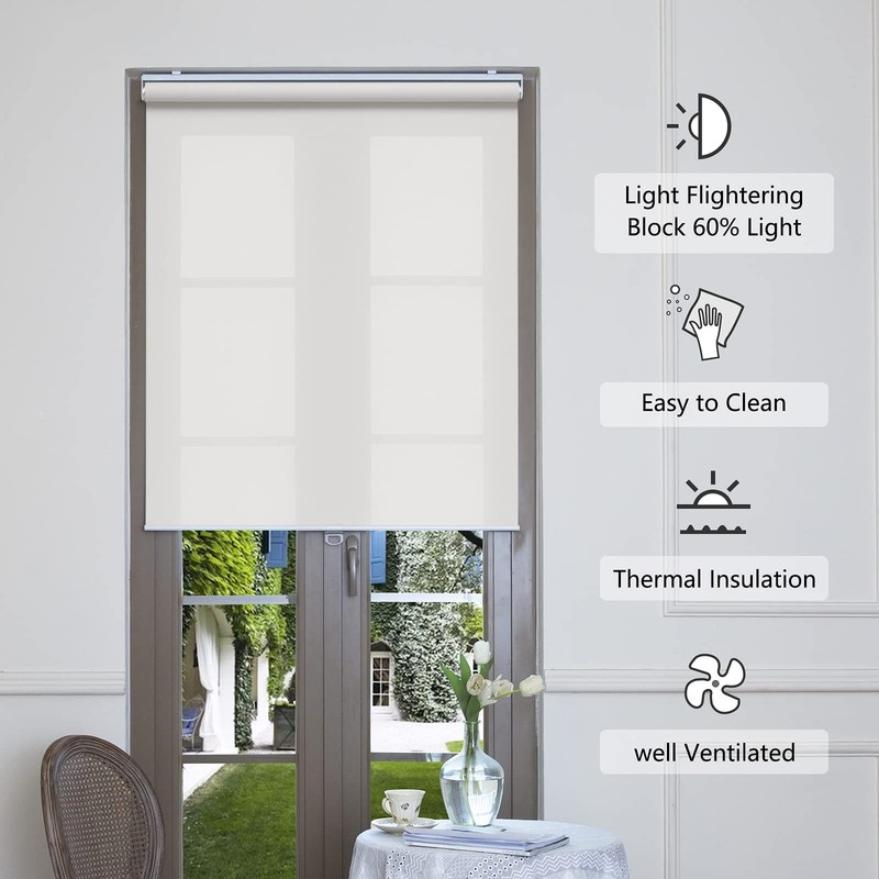 Cordless Roller Shades for Windows Light Filtering Shades with 5% Openness So... gallery