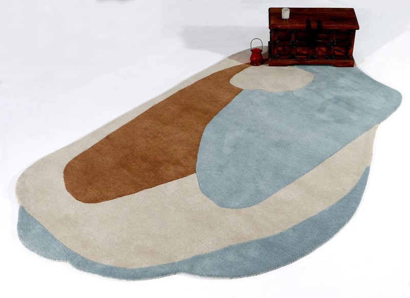 Multicolor Hand Tufted Irregular Shape Modern Hand Made Area Rug gallery