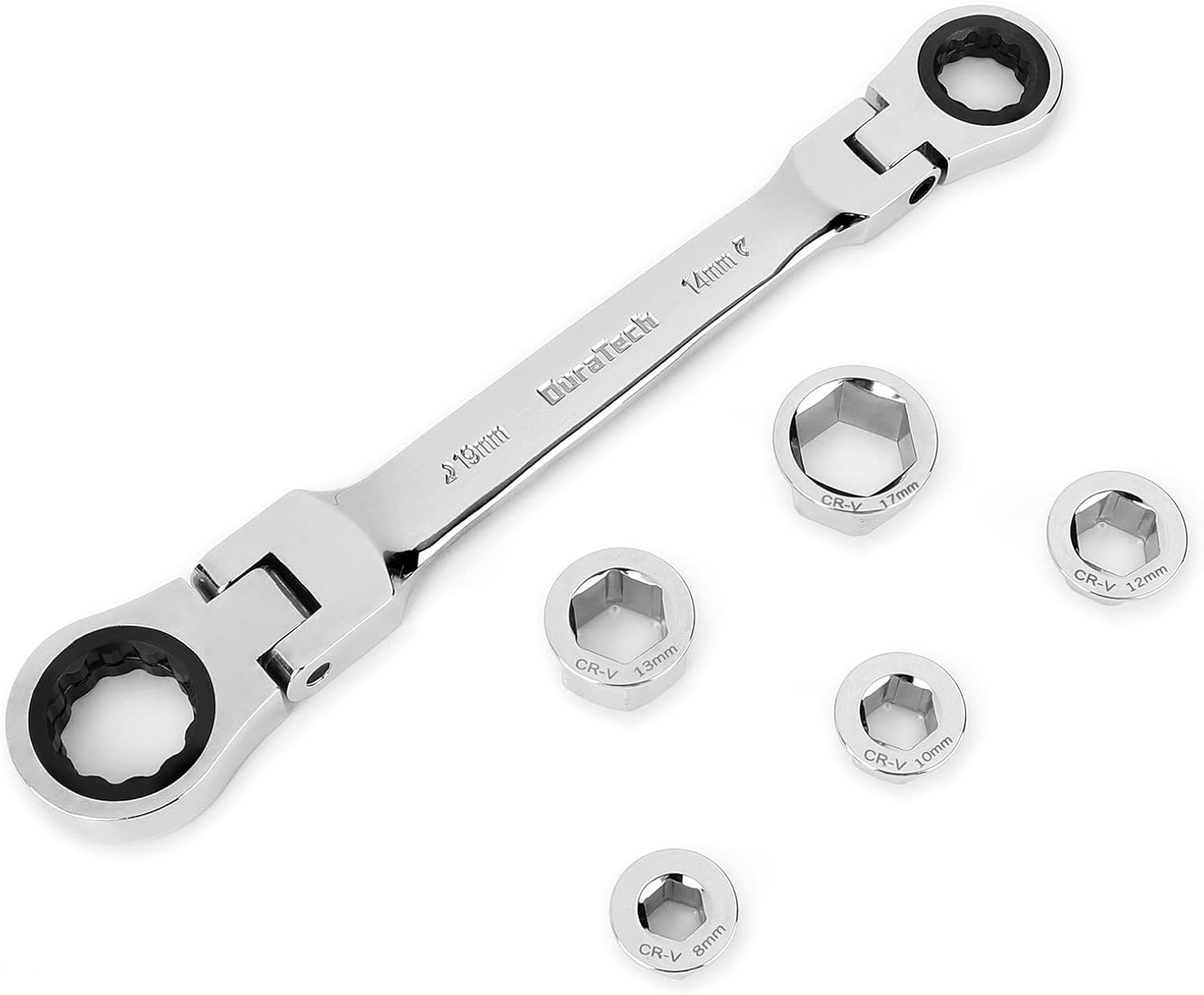 Flex-Head Double Box End Ratcheting Wrench Set, 7-In-1 Metric Wrench Set, 8-19Mm gallery