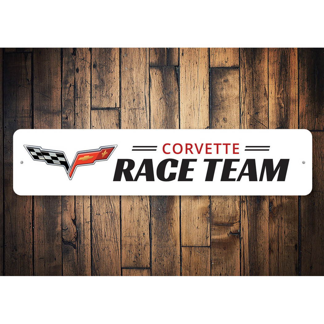 Corvette Race Team Sign Man Cave Chevy Garage Metal Personalized Wall Decor gallery