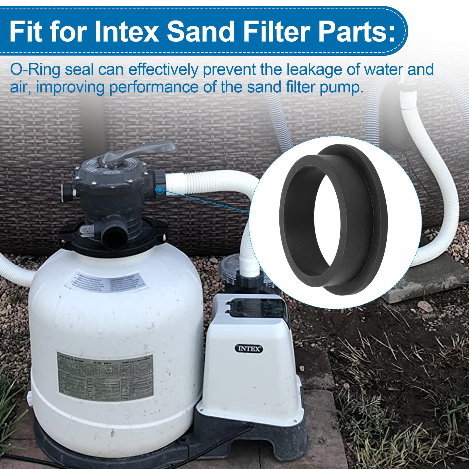 11228 L-Shape O-Ring Gasket Replacement for Intex Sand Filter Pumps Black gallery