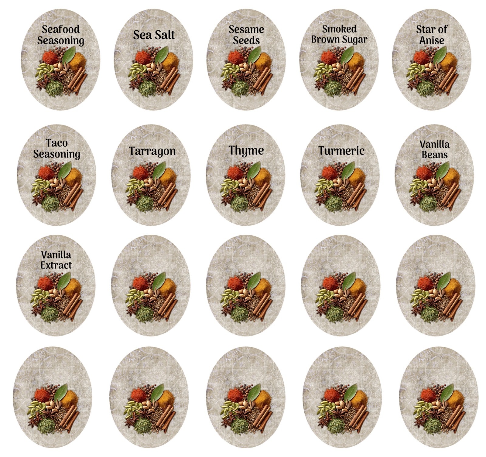 Labels For Your Spice Jars - Set Of 64 Colorful Labels & 11 Blank (75 Labels) gallery