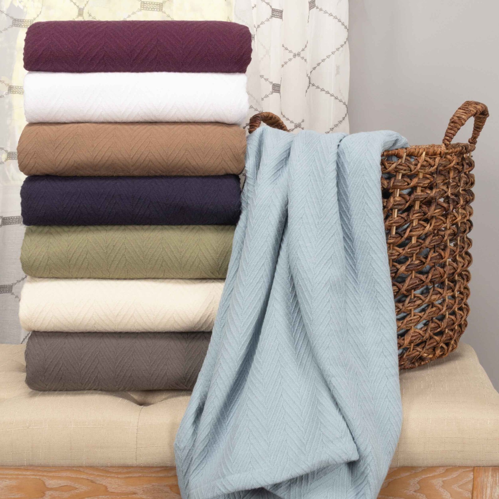 100% Cotton Chevron Solid All Season Blankets Or Couch Sofa Bed Throw Blanket gallery