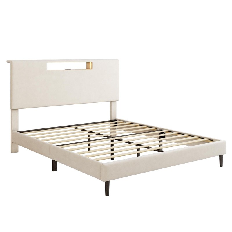 Queen Size Bed Frame with LED Light Fast 40 Minutes Easy Assembly Bed gallery