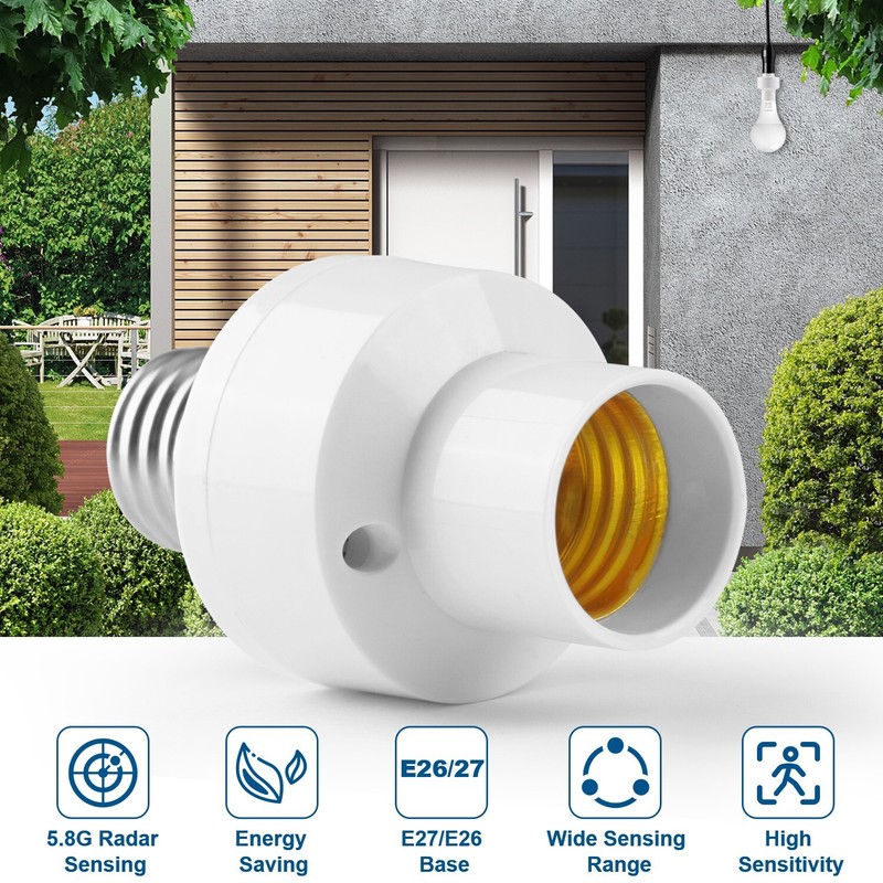 2Pack E27/E26 Radar Motion Light Holder Detector Base Lamp Switch Bulb Socket gallery