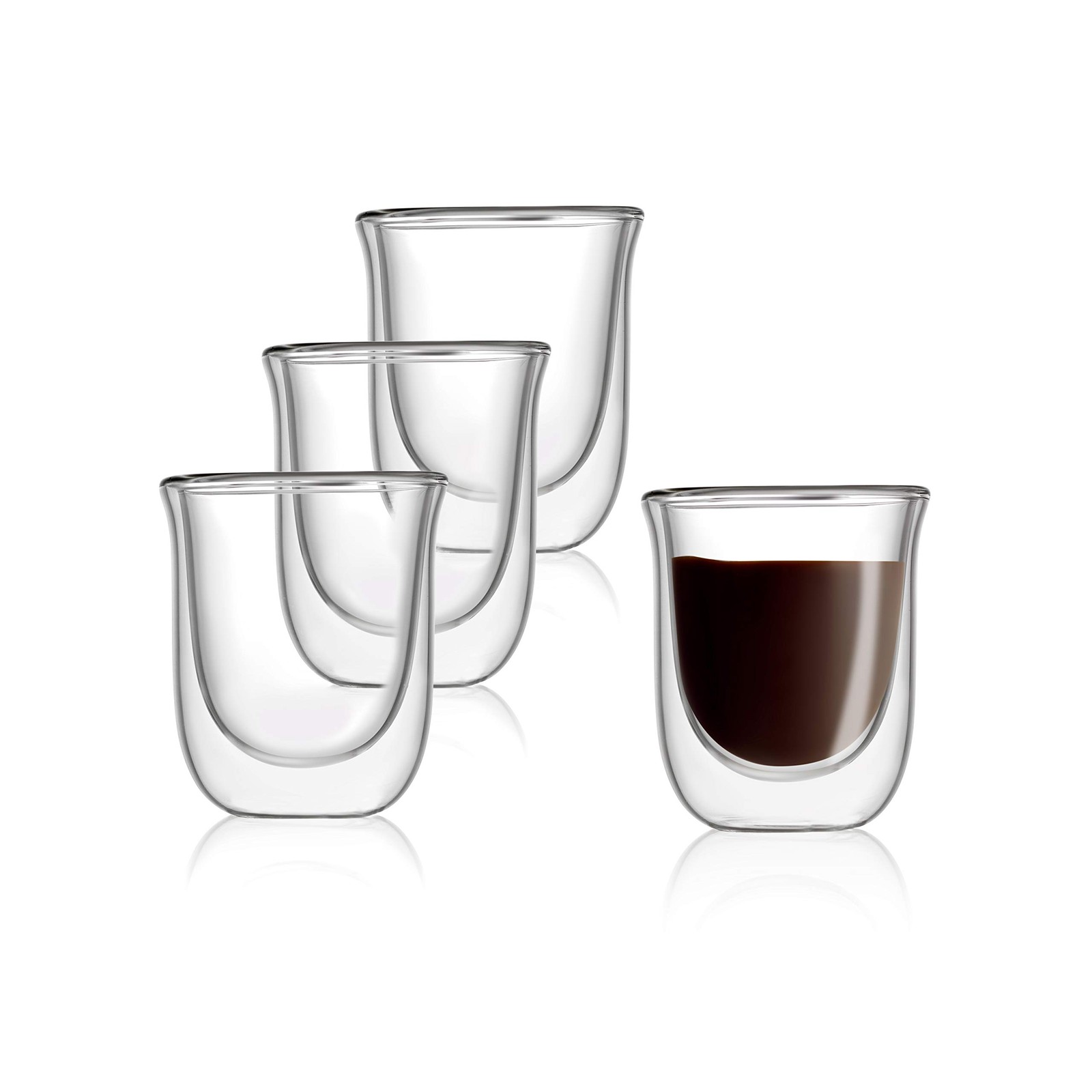 JoyJolt Javaah Double Walled Espresso Glasses Espresso Cups Set of 4 | 2-Ounces gallery