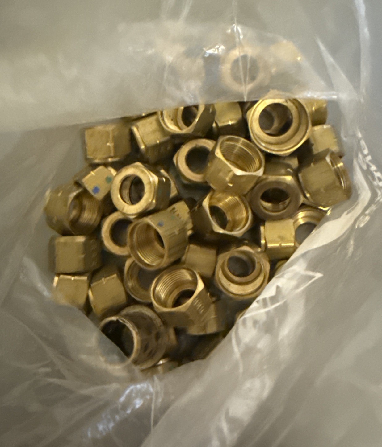 7/8” Brass Lavatory Supply Compression Nuts 3.4 Pounds & A Couple 1” Nuts & Misc gallery