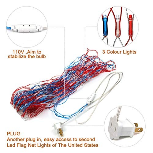American Flag String Lights, Waterproof Led Flag Net Light, Blue, Red, White gallery