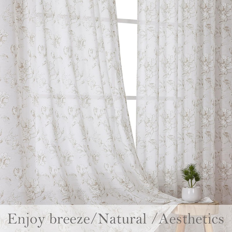 Miss Selectex Sheer Curtains 63 Inch Length 2 Panels Set - Drapes Linen gallery