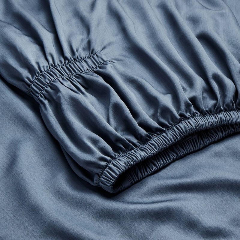 Queen 400 Thread Count Rayon from Bamboo Sheet Set Dark Mineral Blue gallery