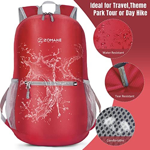  Ultra Lightweight Hiking Backpack 20L - Packable Small Backpacks Bright Red 4