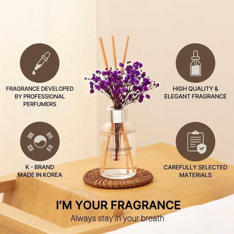 Flower Reed Diffuser Set / 3.4oz / Garden Lavender/Scent Diffuser with Sticks gallery