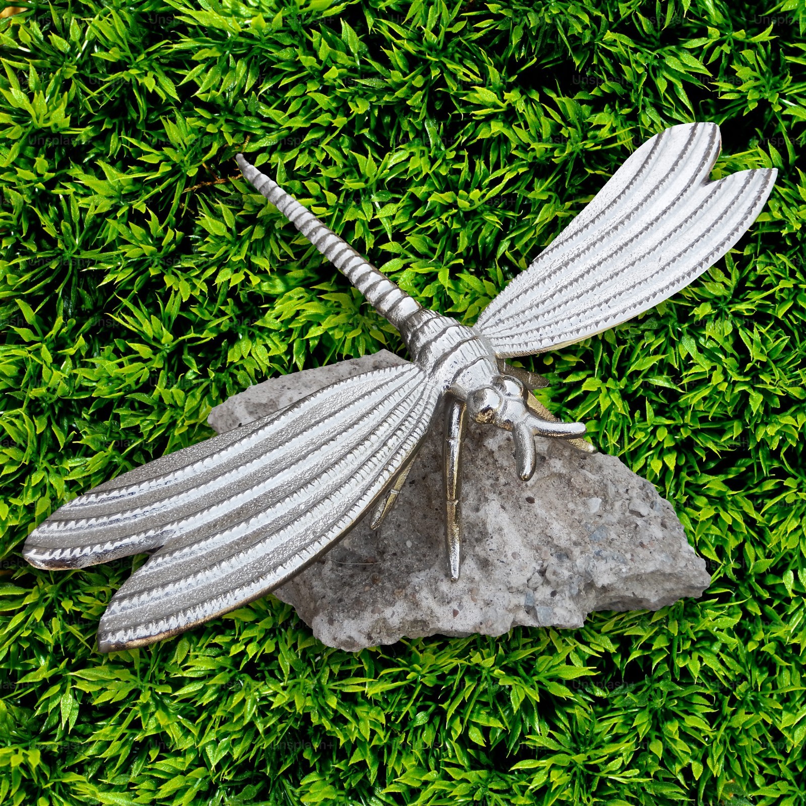 Large Cast Aluminum Dragonfly Figurine Shelf Sitter Garden Yard Decor 11.5 inch gallery