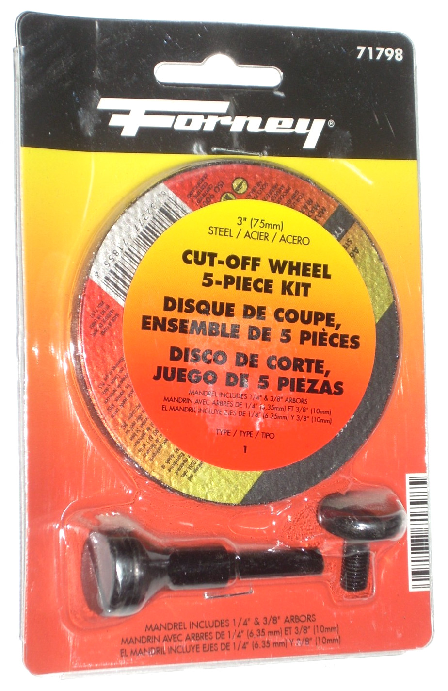 Forney Die Grinder Cut Off Wheel Kit w Adaptors 1/4 & 3/8, 5pc - 71798 gallery