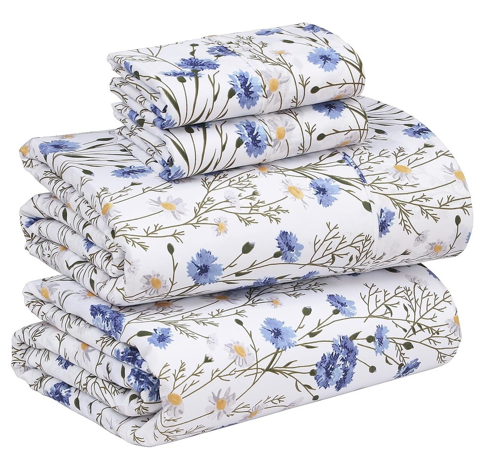 RUVANTI 100% Cotton Percale Sheets California King Size – Crisp Cooling Bed Shee