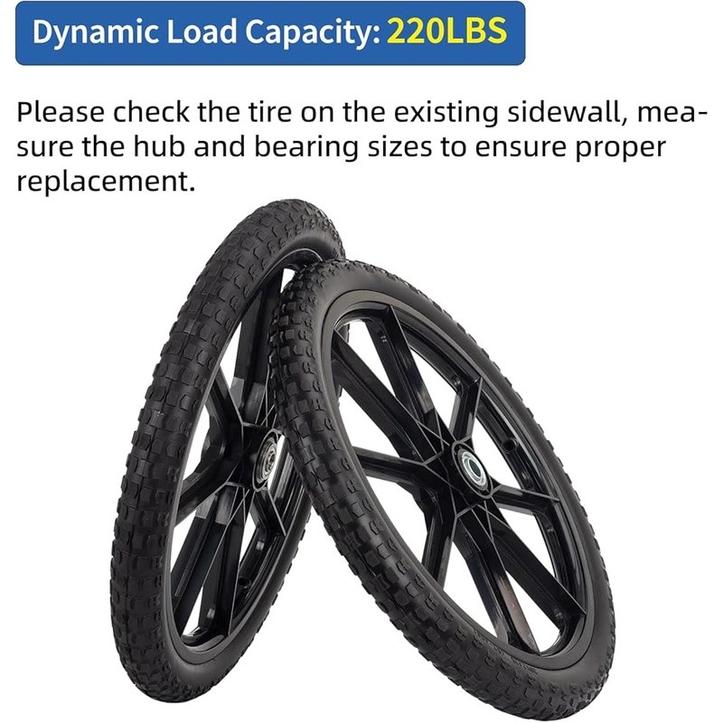 20in Flat Free Solid Airless Tire Heavy Duty Replacement Rubbermaid Equipment US gallery