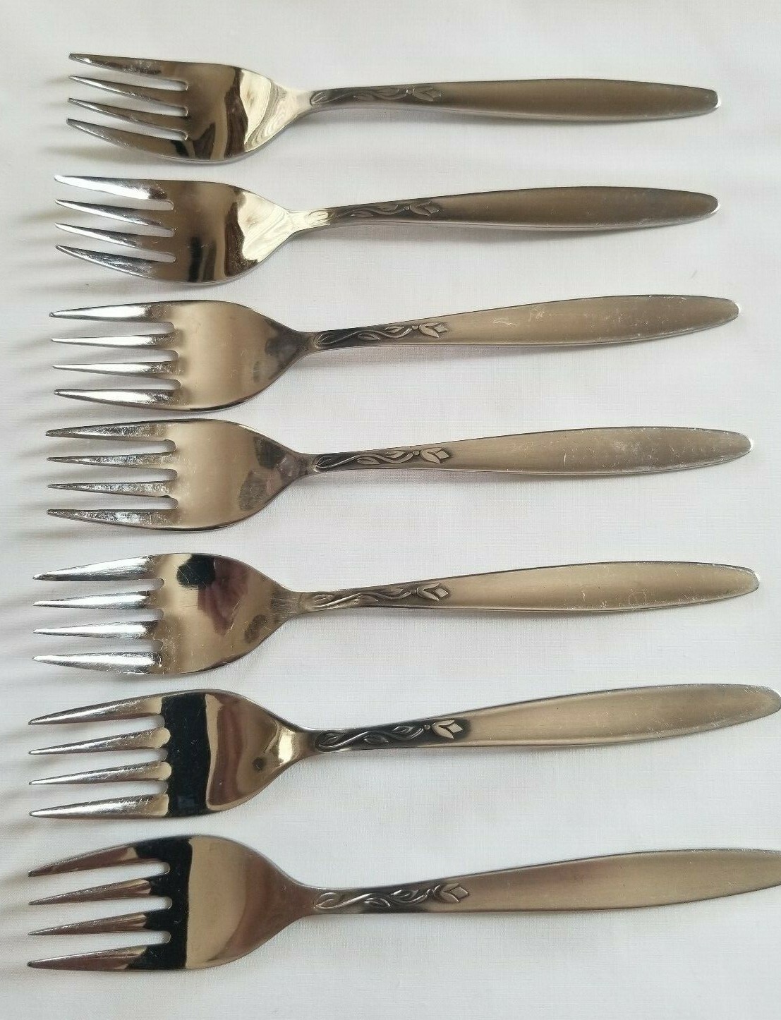 7 AMEFA HOLLAND TULIP TIME Salad Forks 5 7/8" Stainless MCM gallery