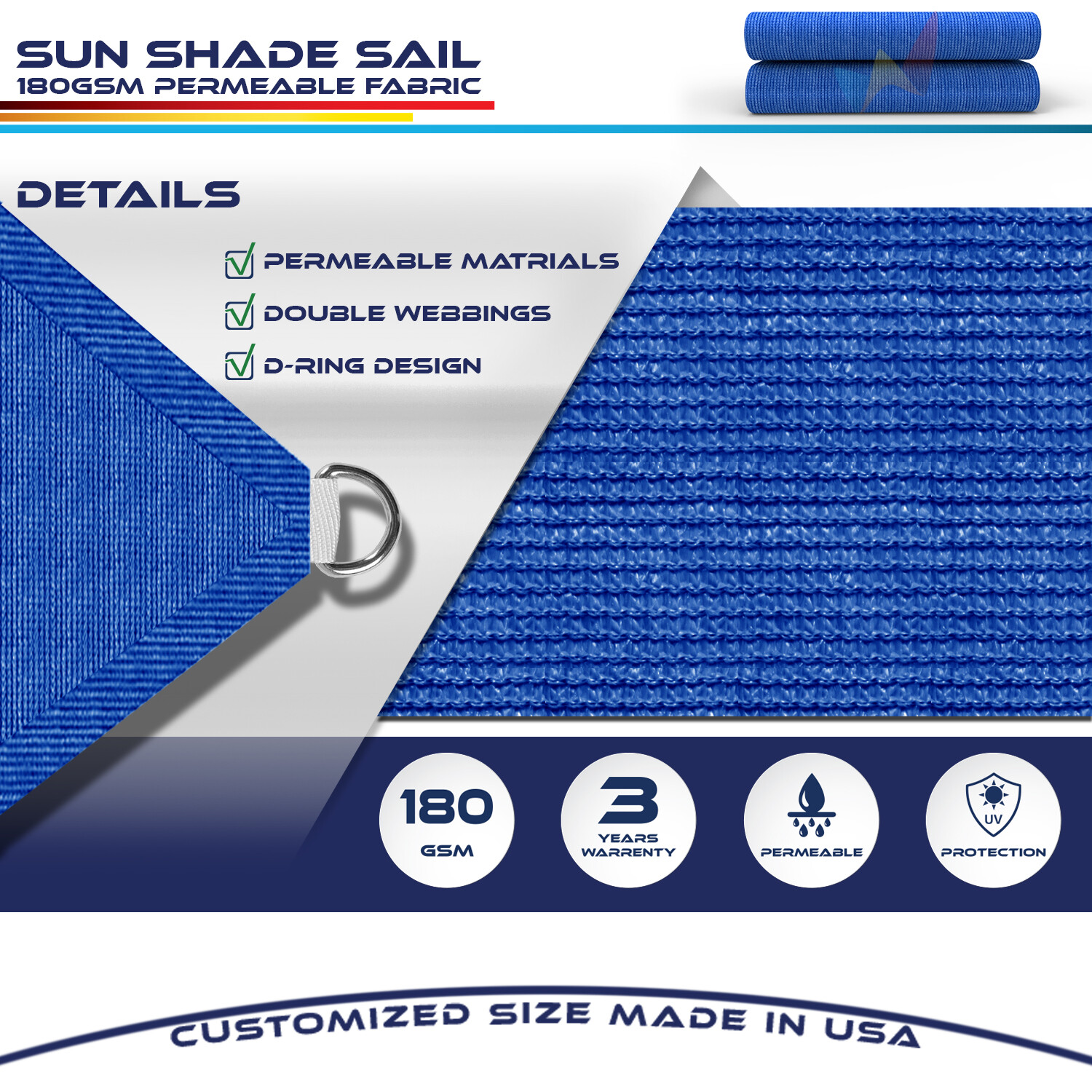 7FT Outdoor Straight Edge Sun Shade Sail Breathable UV Blocker Patio Pool Cover gallery