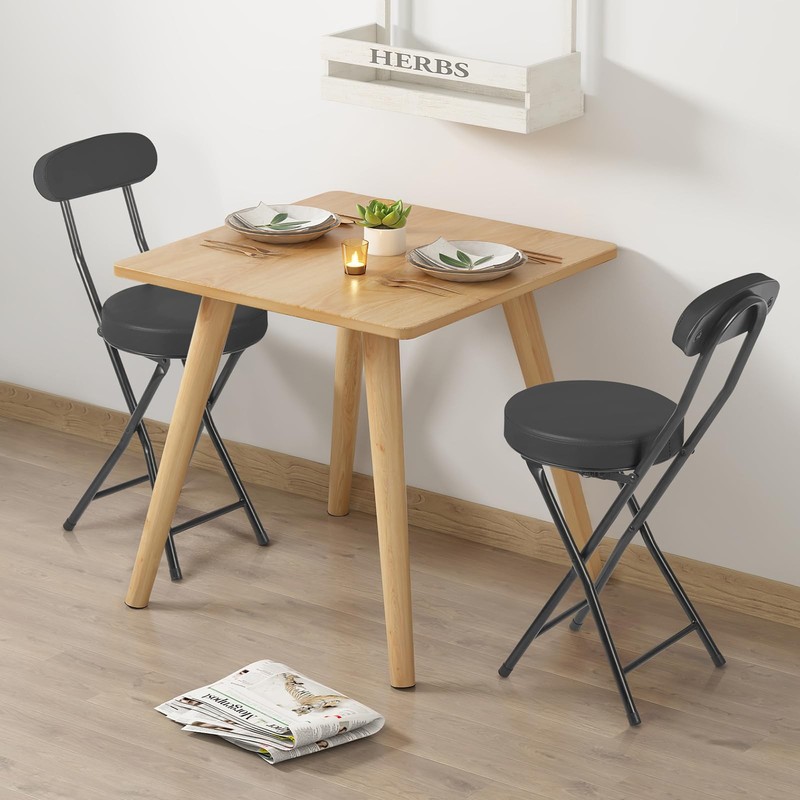 Cushioned Padded Folding Stools, Folding Bar Stool with Backrest, 220lb Capac... gallery