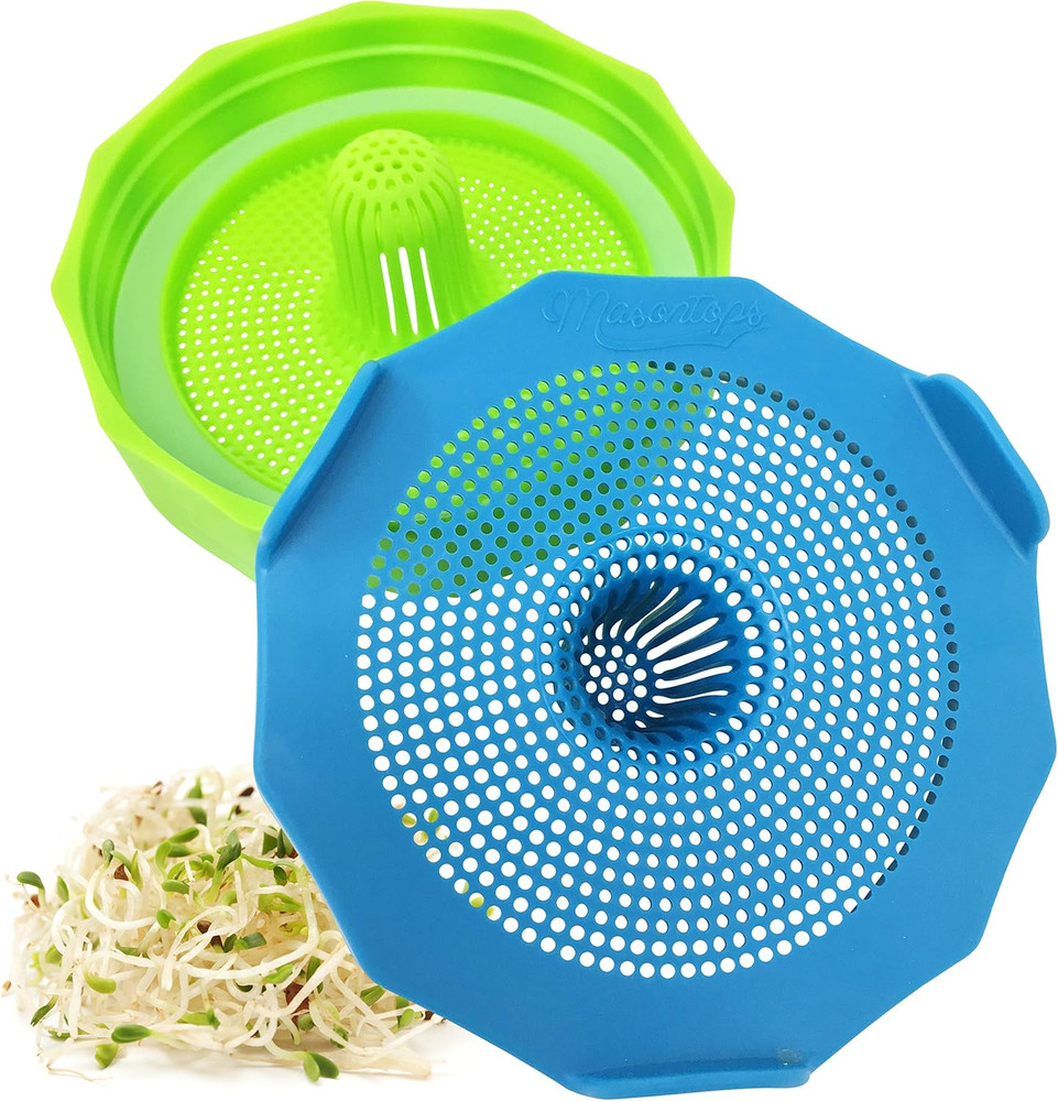 Mason Jar Sprouting Kit with Bean Screen Lids for Broccoli & Alfalfa Seeds