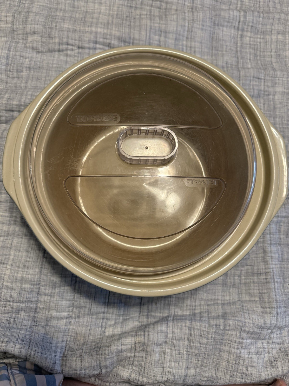 Rival Slow Cooker Blue 5 Qt Ceramic Insert D-256-762 With Lid 11.5” X 5.25” gallery