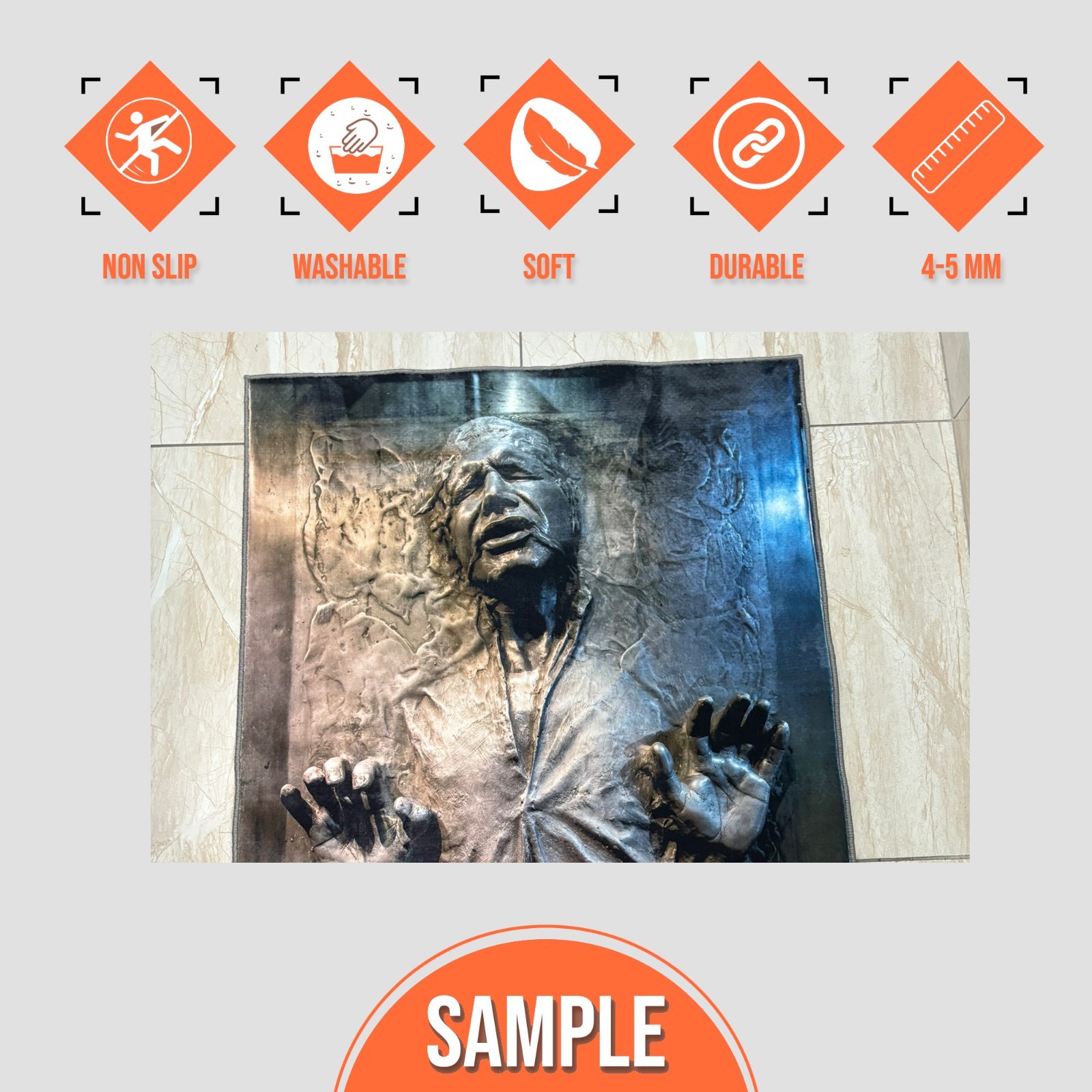 3D Looking Han Solo Area Rug, No Import Fees – Seller Pays Tariffs gallery