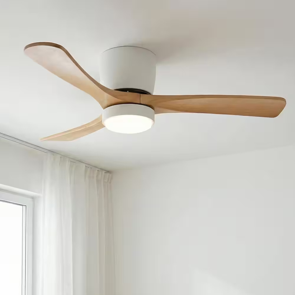 42 In. Integrated LED Indoor Flush Mount White Standard Ceiling Fan with Dimmabl gallery