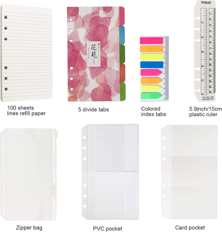 A6 Refill Paper, 100 Sheets Lined Paper, 6 Hole Punched - 5 Binder Dividers, 3 P gallery
