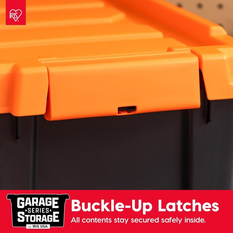 IRIS USA 12 Gallon Lockable Storage Bins 12 Gal - 2 Pack, Color_Black/Orange gallery