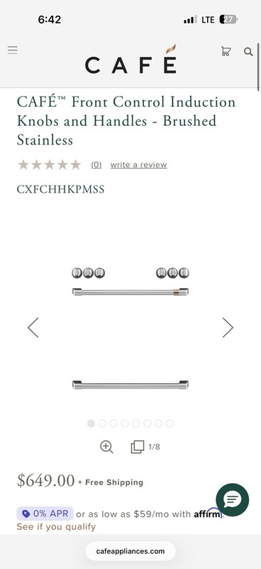 CAFÉ Front Control Induction Knobs and Handles - Brushed Stainless - CXFCHHKPMSS gallery