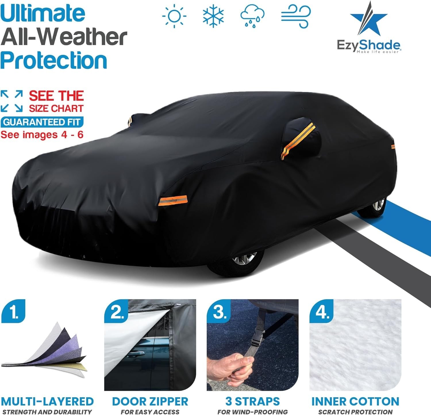 10-Layer Car Cover Waterproof All Weather [See Vehicle Size Chart for Accurate F gallery