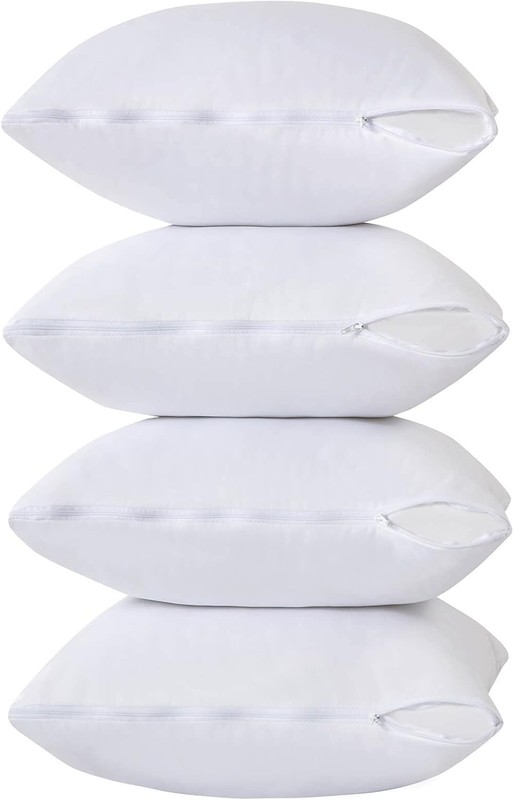 4 Pack Waterproof Down Feather Proof Pillow Protectors with Zipper 20x20 Zipp... gallery