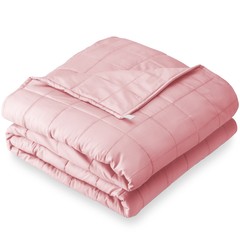 Bare Home Contemporary Pink Solid Print Cotton Bed Blanket, Twin-XL Tumble Dry