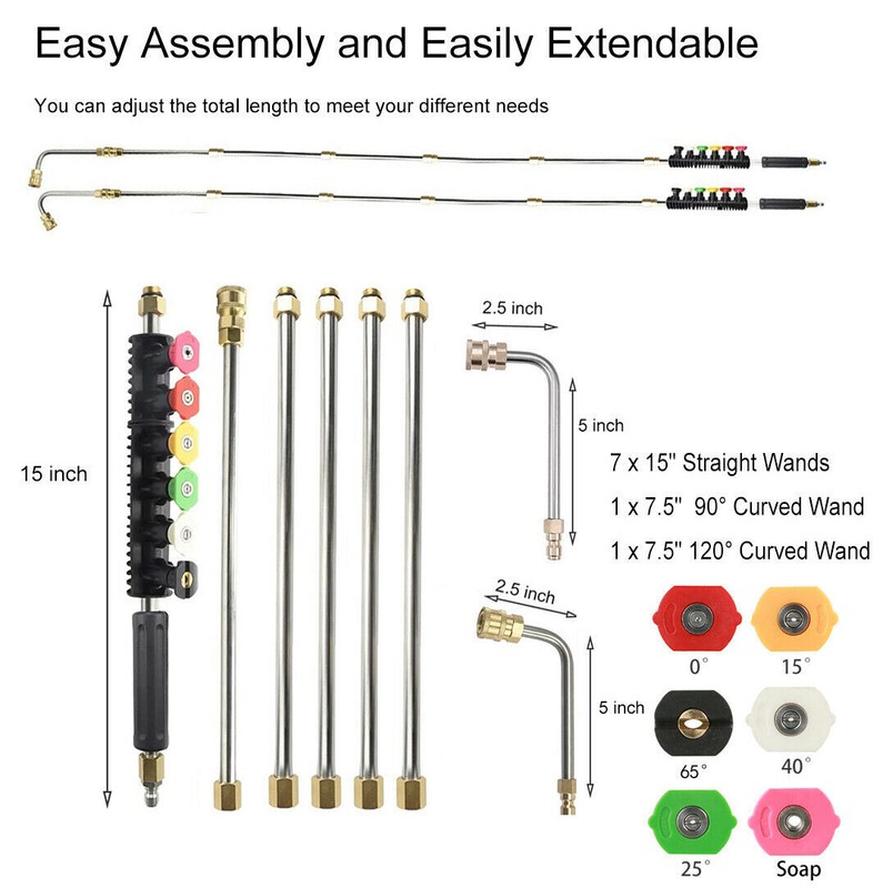 Pressure Washer Extension Wand,1 Gutter Cleaner Attachment Curved Rod, 4000 PSI gallery