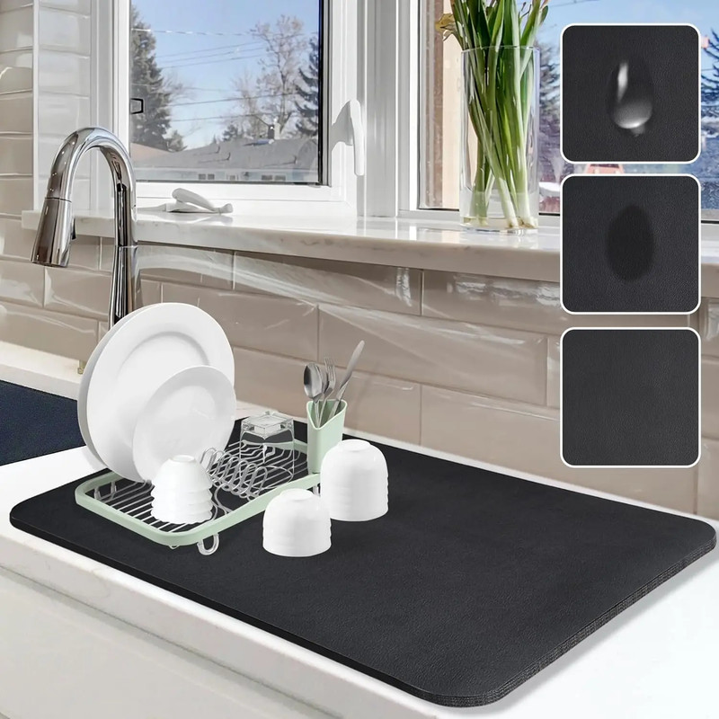 Large Kitchen Super Absorbent Mat Coffee Dish Draining Mat Drying Mat Quick Dry gallery