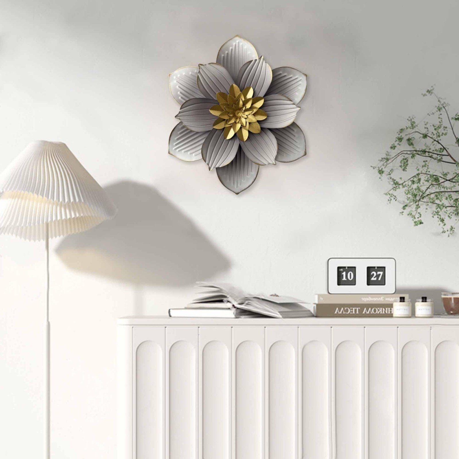 12" Metal Flower Wall Decor Rustic Floral Sculpture 3D Flower Art Decoration ... gallery
