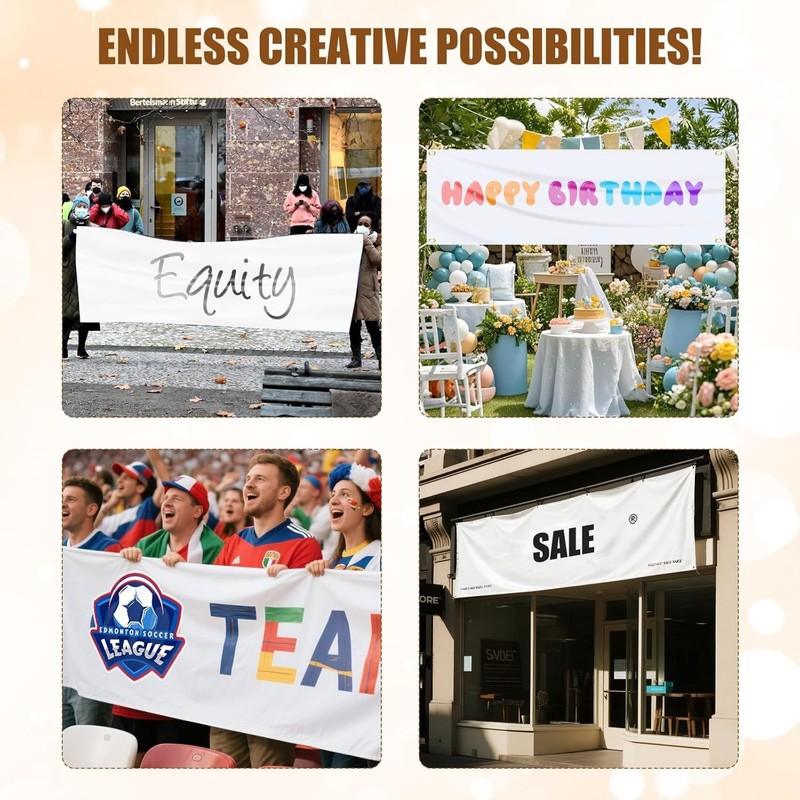 2x6 ft Customizable Banner - White 100D Polyester for Indoor/Outdoor Use gallery