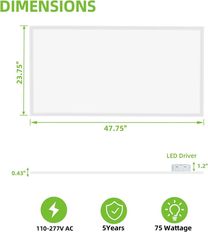 2X4 - 75W LED Panel Light Fixture Dimmable | 5000K | 120V-277V | 2'X4' LED Light gallery