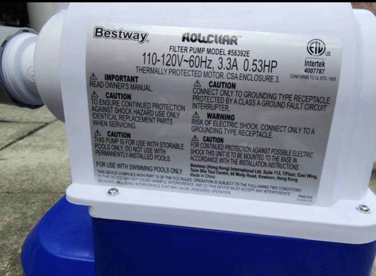 Bestway Flowclear Swimming Pool Filter Pump 2,500 gallons Per Hour, Above Ground gallery
