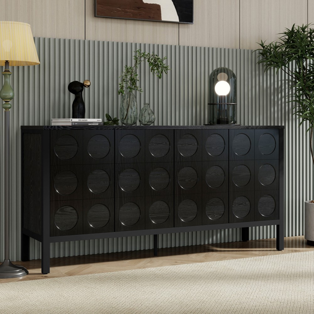 Stylish Storage Cabinet Sideboard W Unique Geometric Circle Door Design gallery