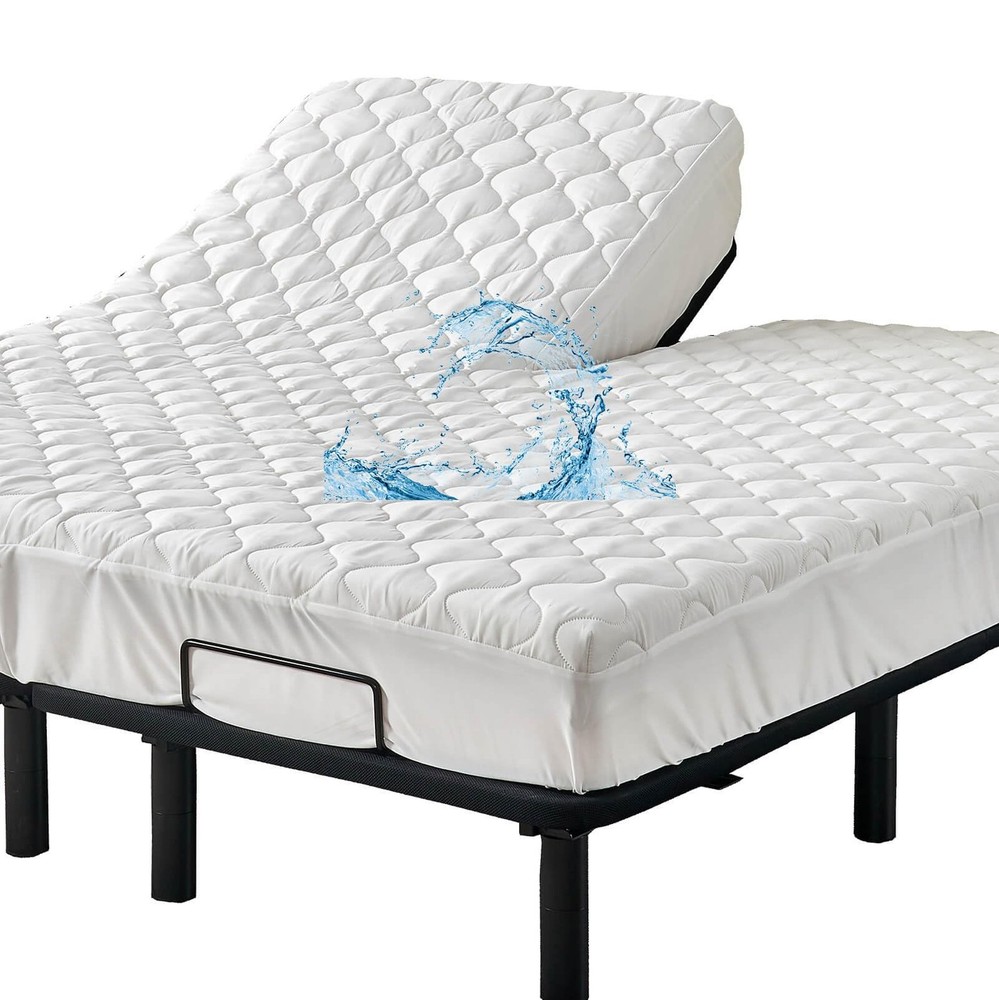 Kingnex Quilted Waterproof Split Top Queen Mattress Protector for Adjustable ...