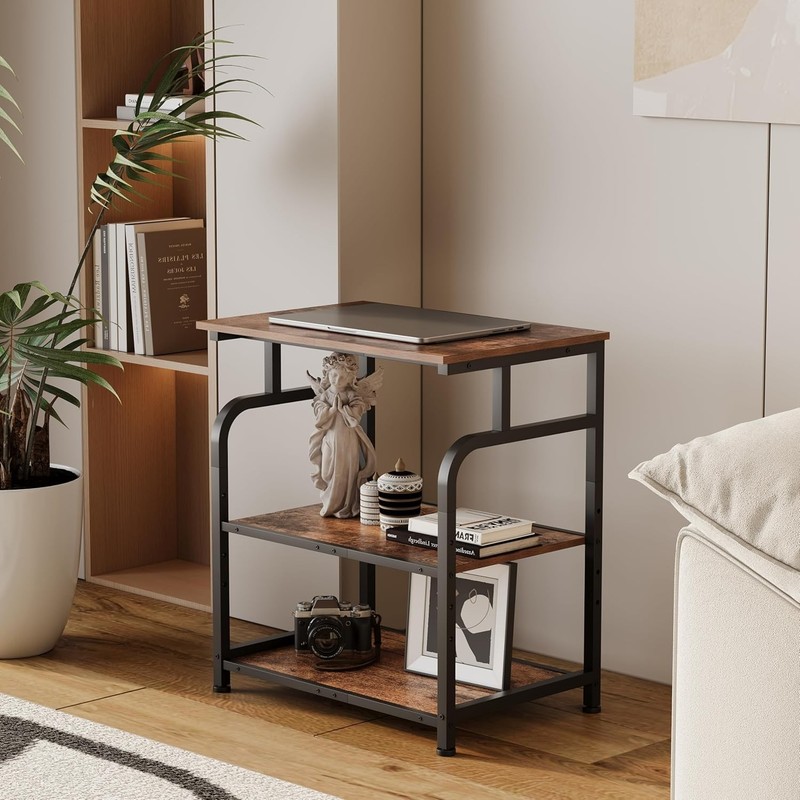 3-Tier Rolling Printer Stand with Adjustable Shelf Rustic Brown gallery